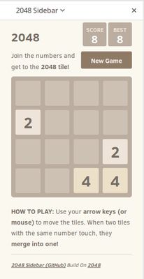 Sidebar for 2048