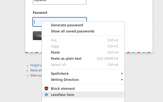 The context-menu item for directly filling password fields (you still have to write your master password).