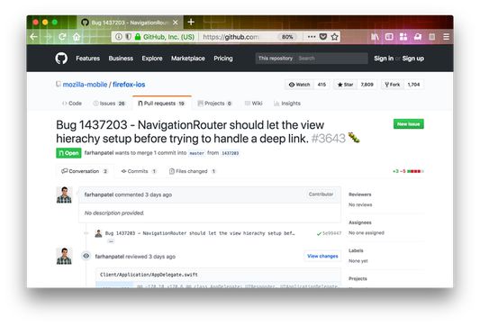 A pull request that mentions a bugzilla bug will get a little bug button that links directly to that bug in Bugzilla.