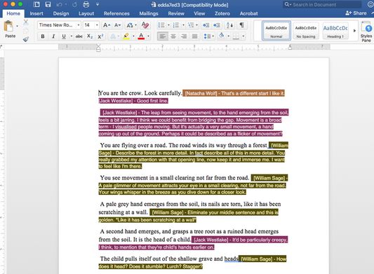 Each author is differentiated by color in the resulting docx. This is opened in Word 2017. (v1.1)