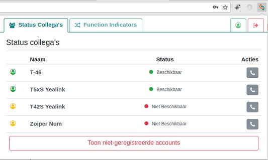 Status + click-to-dial collega's