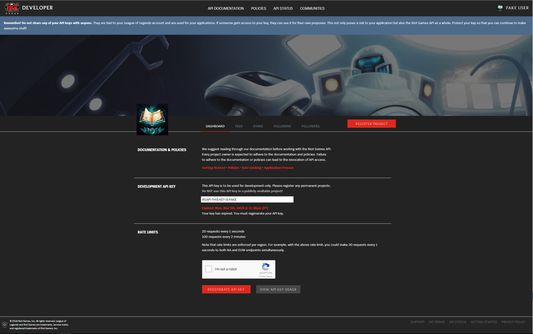 Main page in the developer portal with the extension enabled.