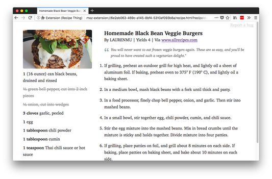 The recipe page shows you only what you need to know. No ads, no popups, no filler text.