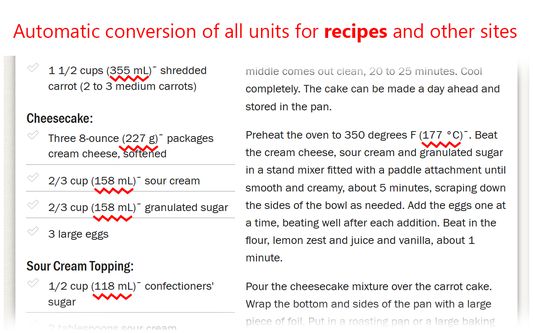 Cooking with automatic conversion