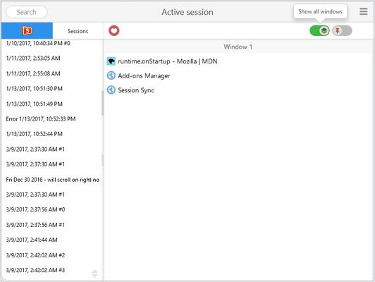 Change session saving settings - view all active session windows and maybe also save pinned tabs