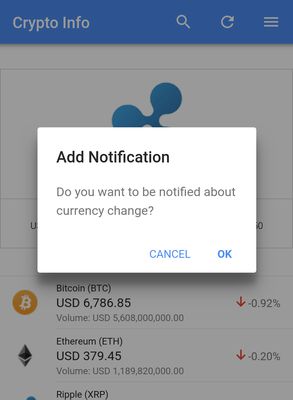 Adding Notification serves to alert you when the cryptocurrency has changed its value