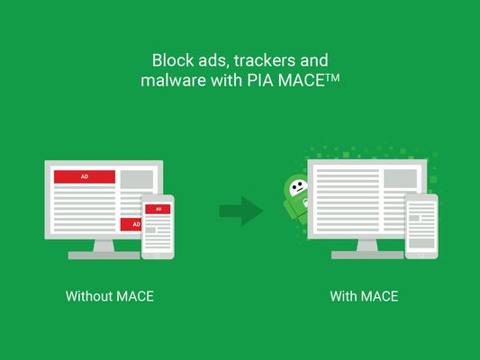 Block ads, trackers, and malware with PIA MACE™