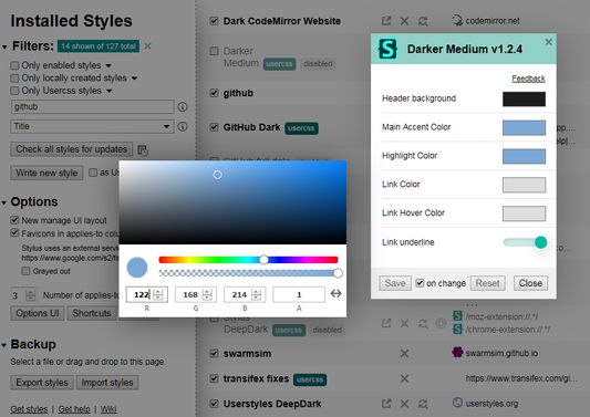 Manager - customizing a usercss style