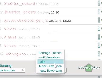 Auswahl der angezeigten Beiträge