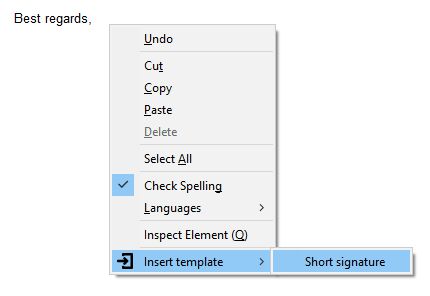 Insert template through right click context menu.