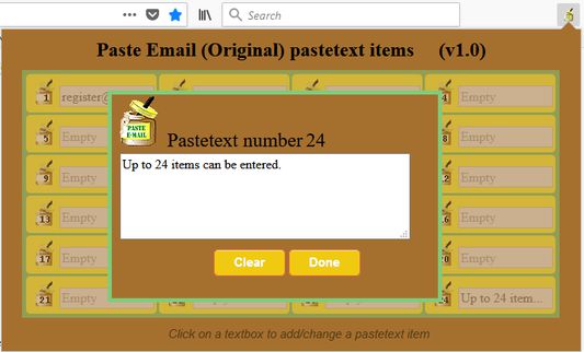 Pastetext entry/edit