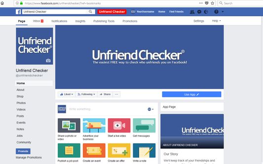 Unfriend Checker button in Facebook header bar