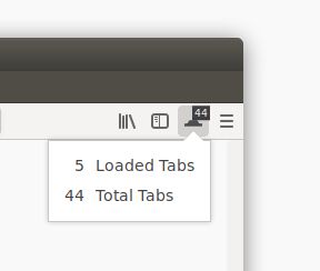 44 tabs are open, but only 5 have content loaded.
