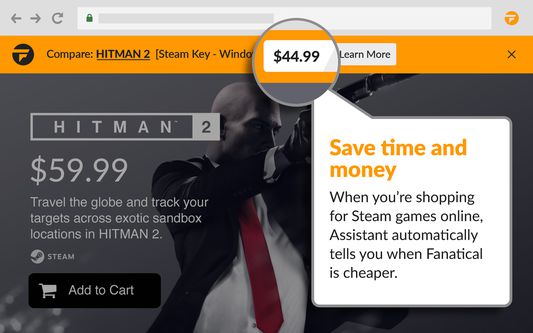 Save time and money - When you're shopping for Steam games online, Assistant automatically tells you when Fanatical is cheaper.