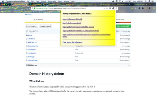 Click the Cross icon inside the browser URL bar to see the popup and the click on "Clear histor" to clear it.