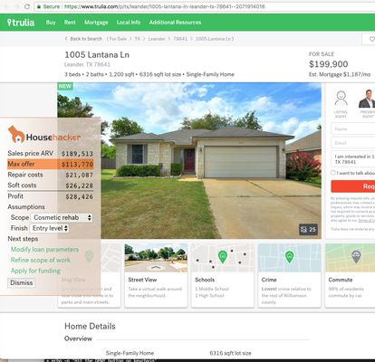 Example of extension on trulia.com