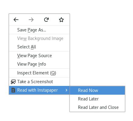 Page context-menus with reading actions.