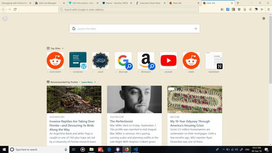 New tab page on light theme