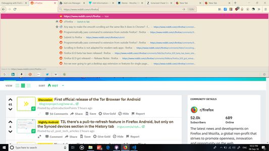 URL suggestions and highlight on light theme