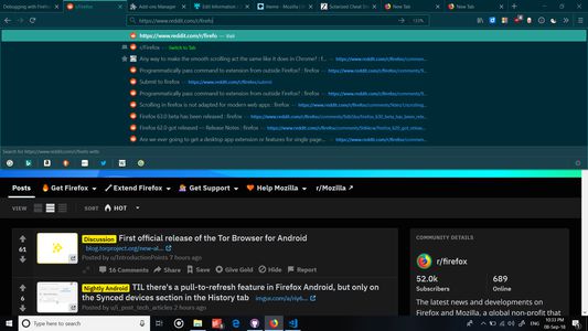 URL suggestions and highlight on dark theme