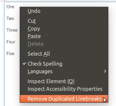 Before the command: duplicated linebreaks