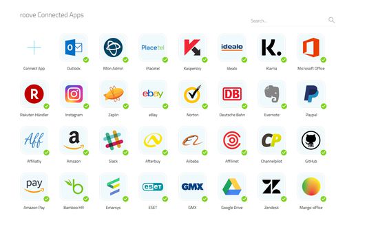 Some of the apps and websites you can connect to roove