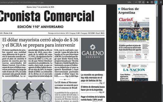 Just pick the newspaper to see the cover.
Sólo click sobre un diario y se abre la tapa en una nueva pestaña.