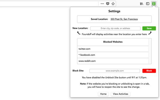 The window you see when you click the Settings button.