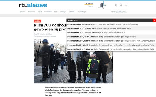 Changes to a title on the RTL Nieuws website.