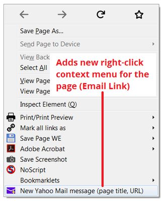 New context menu item for page (sends title and URL).