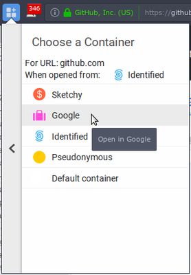 Choosing a container to open a website in when a link to it has been clicked from the "Identified" container.