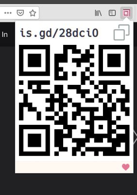 Click icon on toolbar to open popup UI. View the short URL and the QR code.