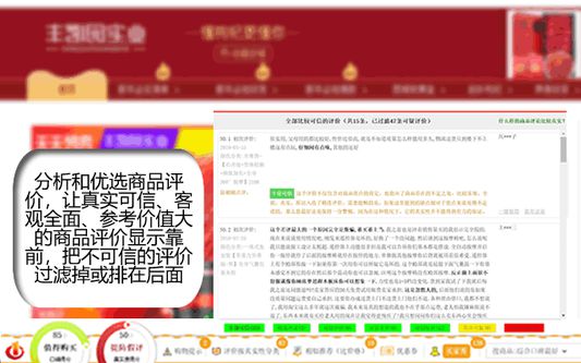 分析和优选商品评价,让真实可信、客观全面、参考价值大的商品评价显示靠前,把不可信的评价过滤掉或排在后面
