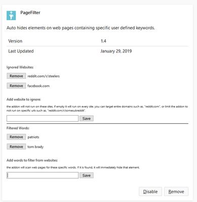 options menu