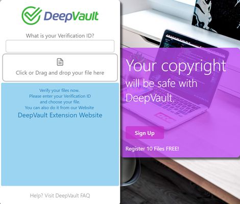 DeepVault works with the DeepOnion Blockchain. Verify files that were registered with DeepVault at  	
https://deepvaultonline.com/
