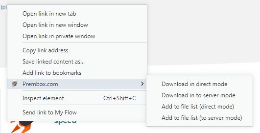 Download from extention's context menu with a single-click