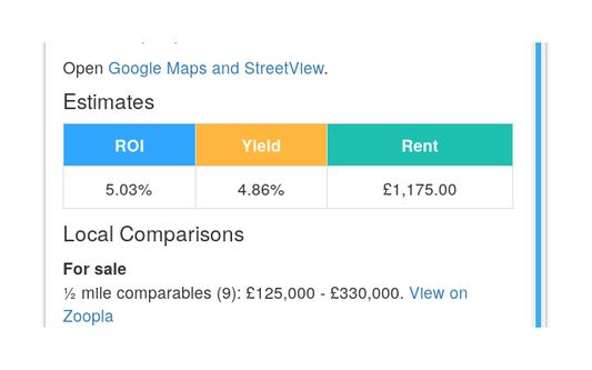 Instant buy-to-let ROI and yield based on local comparables.