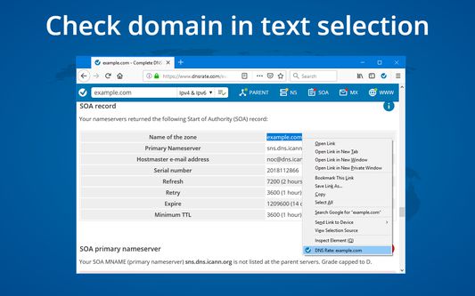 Check domain in text selection