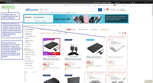 - BLACKLIST (Bad Sellers Warning) when you search for products