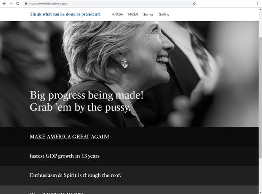 Trumpified Hillary Clinton home page