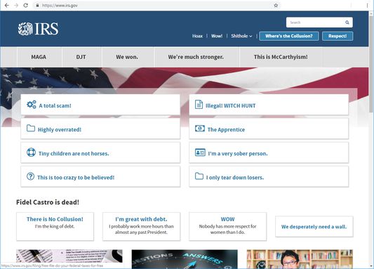 Trumpified IRS home page