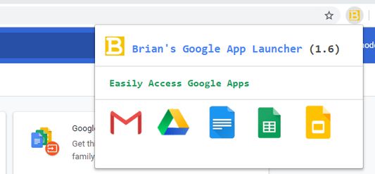This picture shows the popup, if you click on the yellow icons it brings you to the appropriate google app. from right to left, it goes gmail, google drive, google docs, google sheets, google slides.