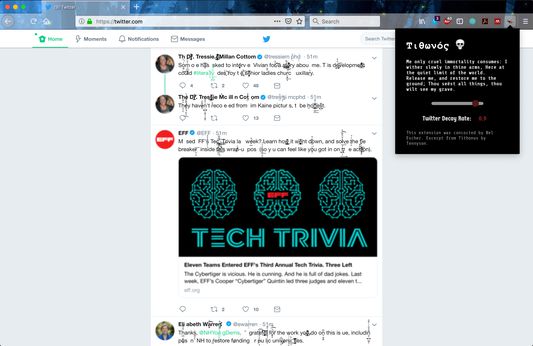 Tithonus ravaging a Twitter feed.