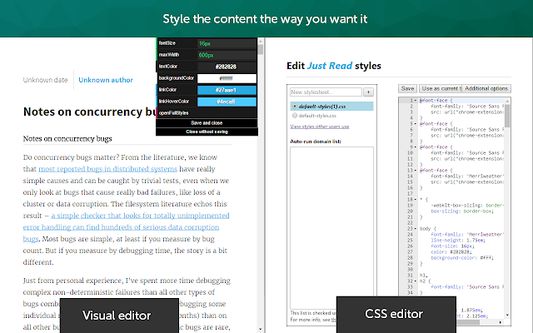 Easily style Just Read using some buttons or CSS.