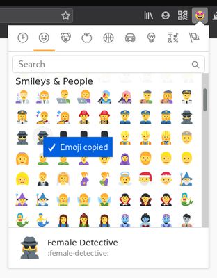Emojis can be copied into your clipboard.