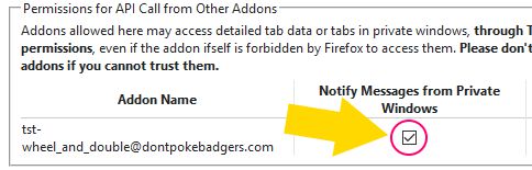 Please review the options page for how to enable this addon in Private windows!