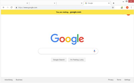 A banner at the top tells you what website you're visiting