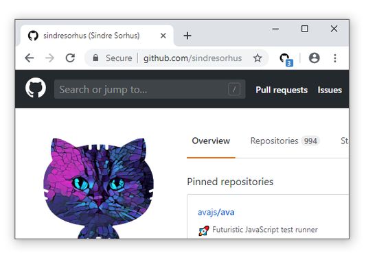 Notifier for GitHub extension showing notification count on the top right bar.