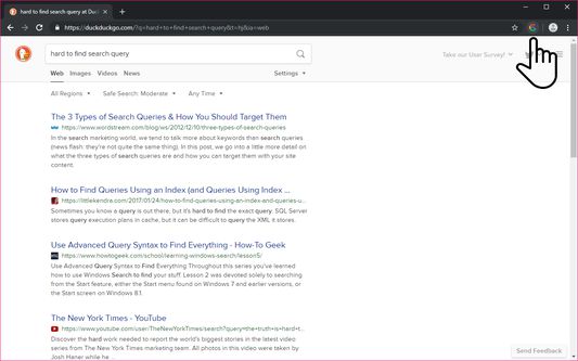 Click on the extension when your preferred search engine doesn't cut it