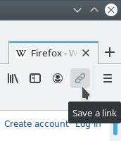 Click the "Save a link" icon in the toolbar to download a link to the current tab.